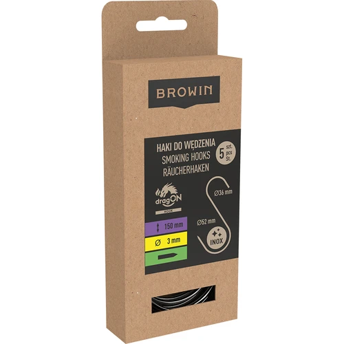 Savustuskoukut – S, teroitettu, 3 mm x 150 mm, 5 kpl - 3