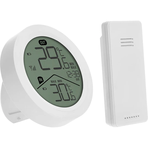 Soens-merkkinen elektroninen lämpömittari – ulkoanturilla, pyöreä, valkoinen - 2