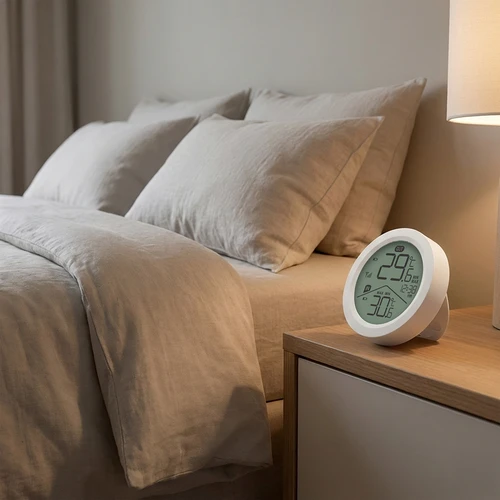 Soens-merkkinen elektroninen lämpömittari – ulkoanturilla, pyöreä, valkoinen - 6