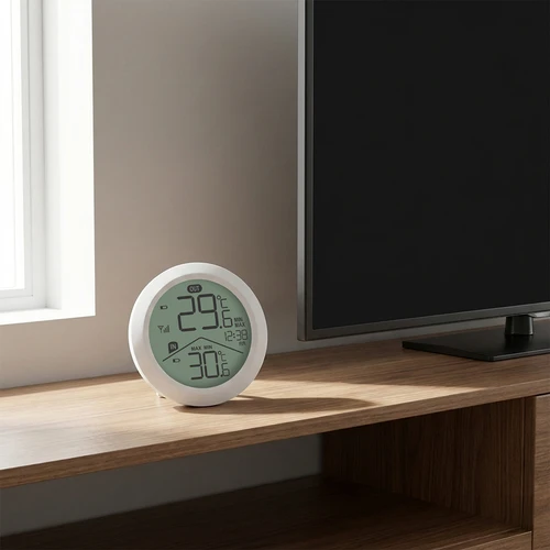 Soens-merkkinen elektroninen lämpömittari – ulkoanturilla, pyöreä, valkoinen - 7