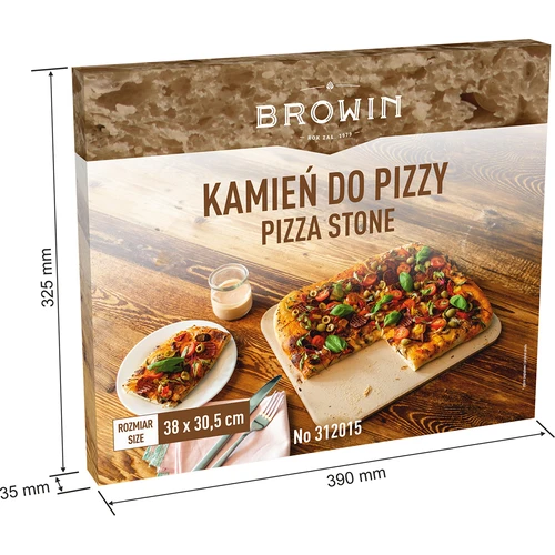 Suorakulmainen pizzakivi, valmistettu kordieriitista, - 38 x 30,5 cm - 6