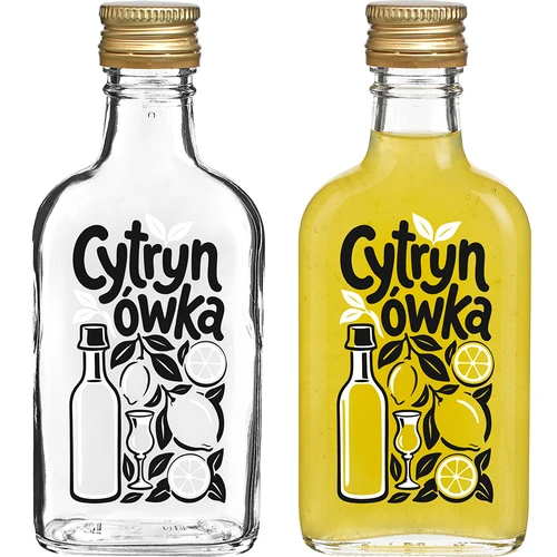 Taskumattipullo 200 ml kierrekorkilla ja ”Cytrynówka”-painatuksella, malli 1 - 2
