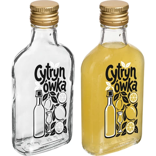 Taskumattipullo 200 ml kierrekorkilla ja ”Cytrynówka”-painatuksella, malli 1 - 3