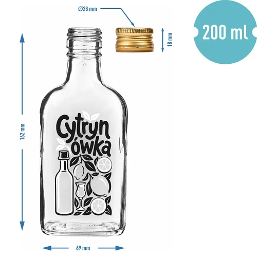 Taskumattipullo 200 ml kierrekorkilla ja ”Cytrynówka”-painatuksella, malli 1 - 4