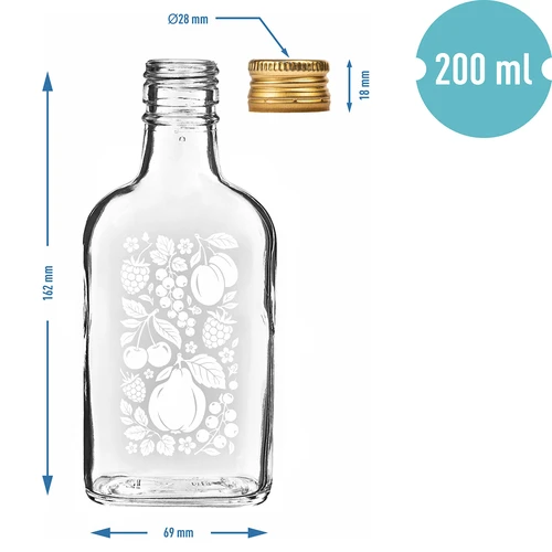 Taskumattipullo 200 ml kierrekorkilla ja ”Hedelmät”-painatuksella, kuvio 2 - 4