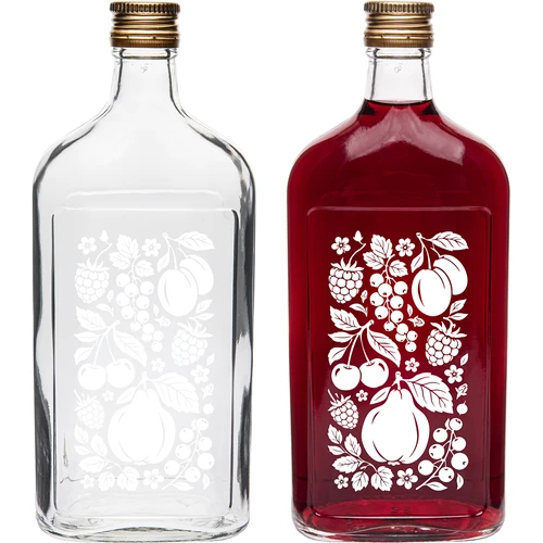Taskumattipullo 500 ml kierrekorkilla ja ”Hedelmät”-painatuksella, malli 2 - 3