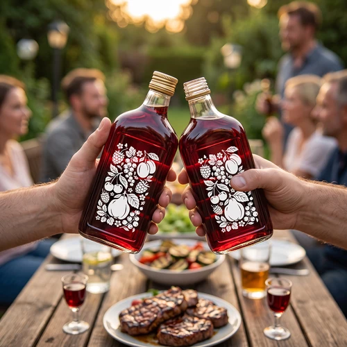 Taskumattipullo 500 ml kierrekorkilla ja ”Hedelmät”-painatuksella, malli 2 - 7