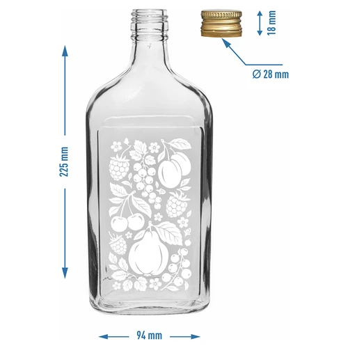 Taskumattipullo 500 ml kierrekorkilla ja ”Hedelmät”-painatuksella, malli 2 - 5