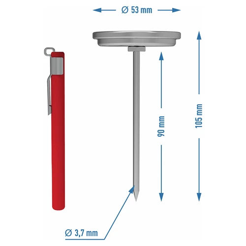 Termometri kinkkupuristimelle 0,8 kg (0°C - +120°C) 9,0 cm - 4