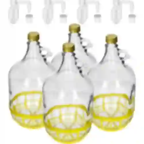 4 x Dama 5L korkilla, käymisputkella, sulkimella ja korilla