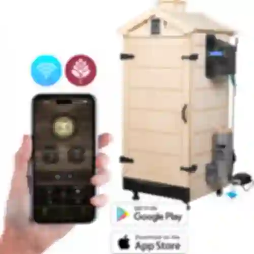 Kehyksetön savustin dragON PLYWOOD NATURE Wi-Fi-ohjaimella, 200L
