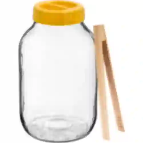 Purkki TO 4 L, pihdit ja muovikansi fi 100, kahvalla