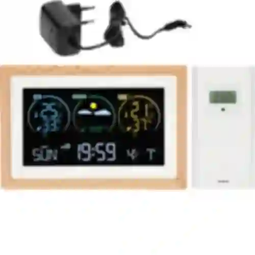 Sääasema (RCC,DCF) - elektroninen, langaton, taustavalaistu, anturi, valkoinen