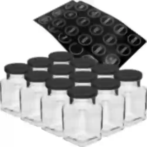 Sarja 12 x 150 ml purkki + 30 etikettiä mausteiden merkitsemiseen