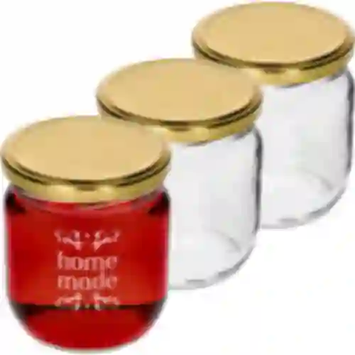 Twist-off-purkki 425ml painatuksella 'Home Made' ja kannella, 3 kpl