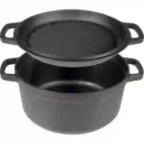 Valurautakattila pannulla, 5 L + 1 L