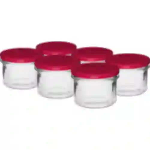 Yksinkertainen purkki 235 ml (fi82) viininpunaisella kannella 6 kpl