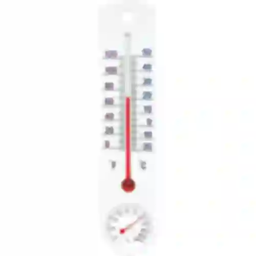 Yleiskäyttöinen valkoinen lämpömittari hygrometrillä (-20°C - +50°C) 25cm