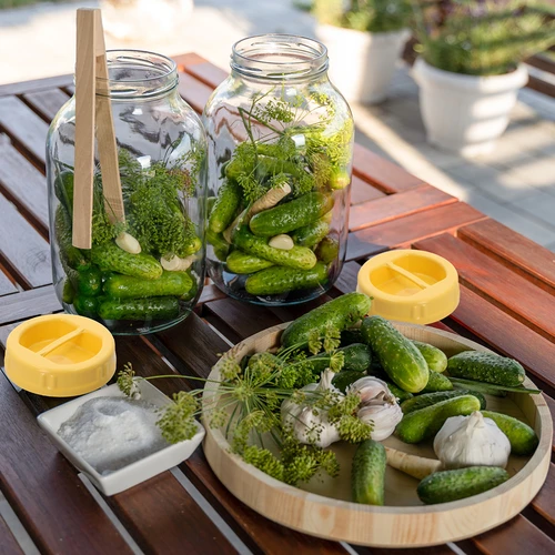 Muovinen twist-off-kansi TO Ø100 mm, keltainen, kahvalla, lasipurkkeihin - 4