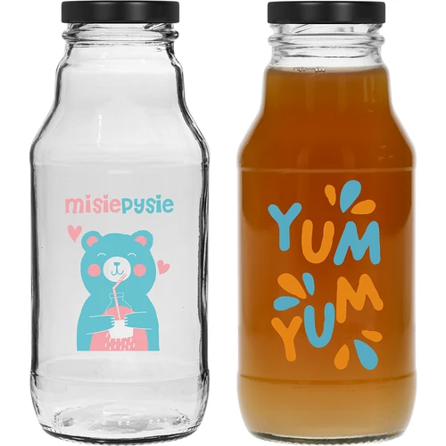 Twist off -pullo 330 ml kierrekorkilla fi43 ja värikkäällä painatuksella - 6 kpl - 5
