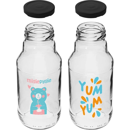 Twist off -pullo 330 ml kierrekorkilla fi43 ja värikkäällä painatuksella - 6 kpl - 4