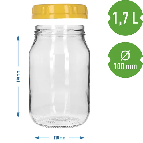 TO-purkki 1,7 l, keltainen muovikierrekansi kahvalla, Ø 100, 1 kpl - 4