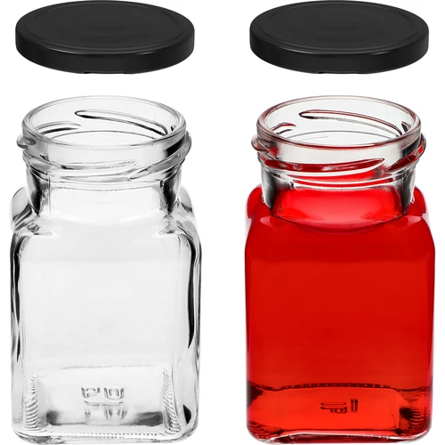 Twist-off purkki 150ml Neljä kulmaa fi 53 mustalla kannella, 6 kpl - 5