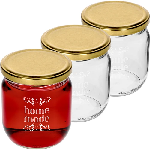 Twist-off-purkki 425ml painatuksella 'Home Made' ja kannella, 3 kpl  - 1 