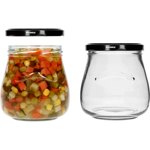 Twist-off purkki 500ml "Käänteinen Amfora" mustalla kannella fi 82/6, 6 kpl. - 6