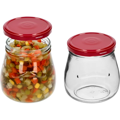 Twist-off-purkki 500ml "Käänteinen Amfora" viininpunaisella kannella fi 82/6, 6 kpl - 5