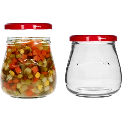 Twist-off-purkki 500ml "Käänteinen Amfora" viininpunaisella kannella fi 82/6, 6 kpl - 6