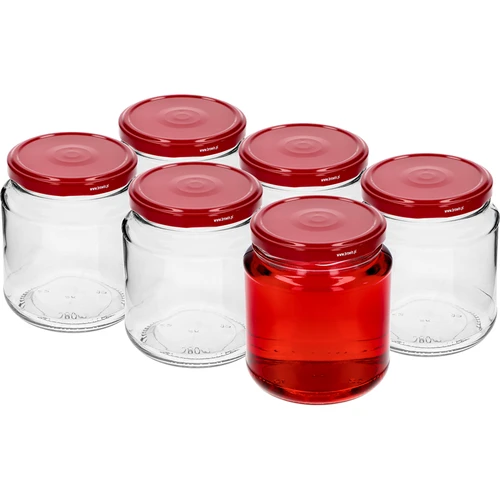Twist-off purkki, paksu 580ml viininpunaisella kannella fi82/6, 6 kpl. - 2