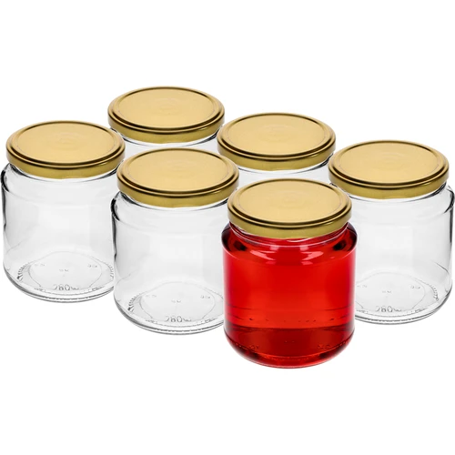 Twist-off purkki, paksukainen 580ml kultaisella kannella fi82/6, 6 kpl. - 2