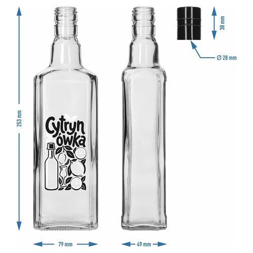 Tynktura-pullo 500 ml, ”Cytrynówka”-painatuksella ja kierrekorkilla - 5