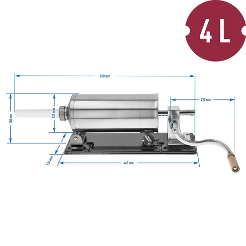 Vaakasuuntainen täyttölaite 4 kg - 10