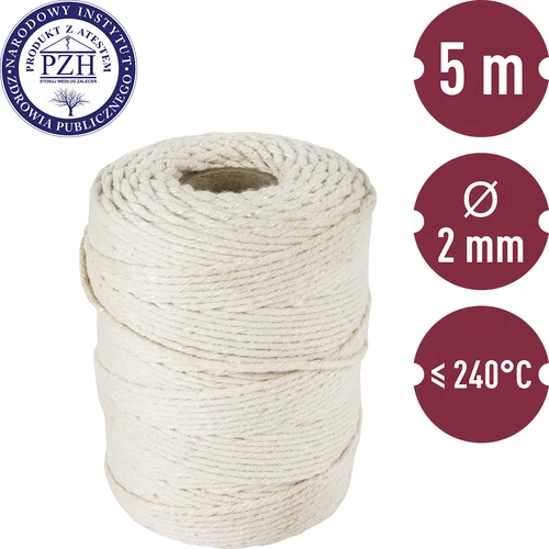 Valkoinen puuvillainen lihalanka (240°C) 55 m - 3