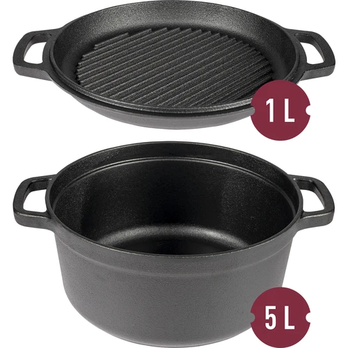Valurautakattila pannulla, 5 L + 1 L - 2