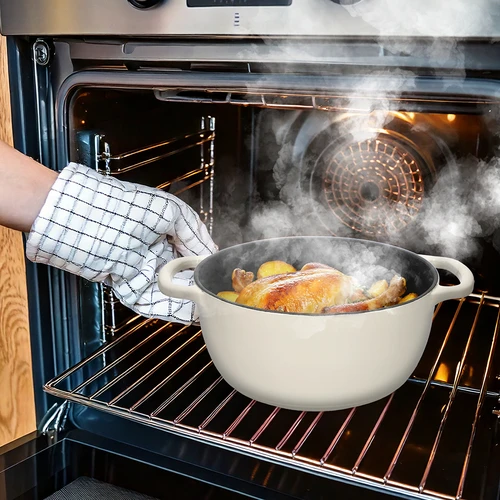 Valurautapata, emaloitu – ecru, 4 l - 8