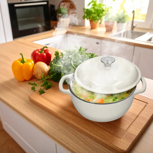 Valurautapata, emaloitu – ecru, 4 l - 7