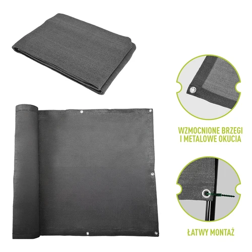Varjostusverkko (80%, 140 g/m2) 0,9x5 m, grafiitti - 6