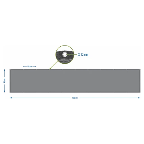 Varjostusverkko (80%, 140 g/m2) 0,9x5 m, grafiitti - 7