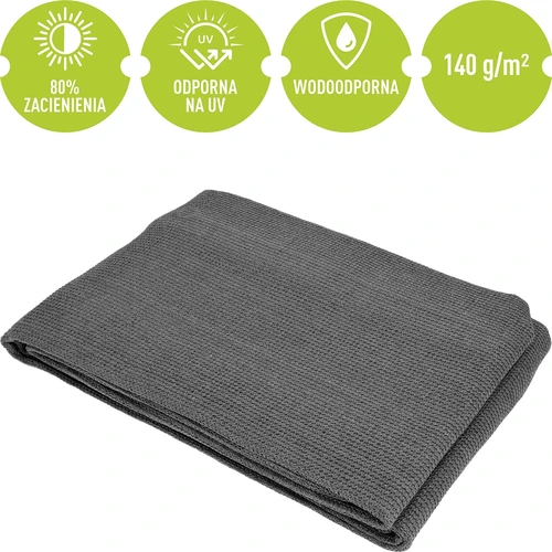 Varjostusverkko (80%, 140 g/m2) 0,9x5 m, grafiitti - 5