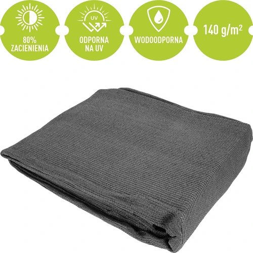 Varjostusverkko (80%, 140 g/m2) 1,5 x 5 m, grafiitti - 5