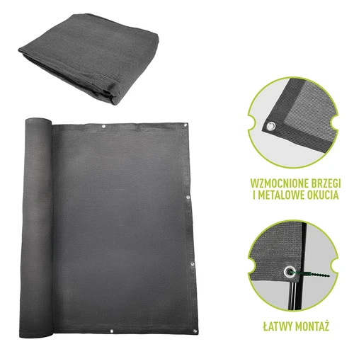 Varjostusverkko (80%, 140 g/m2) 1,5 x 5 m, grafiitti - 6