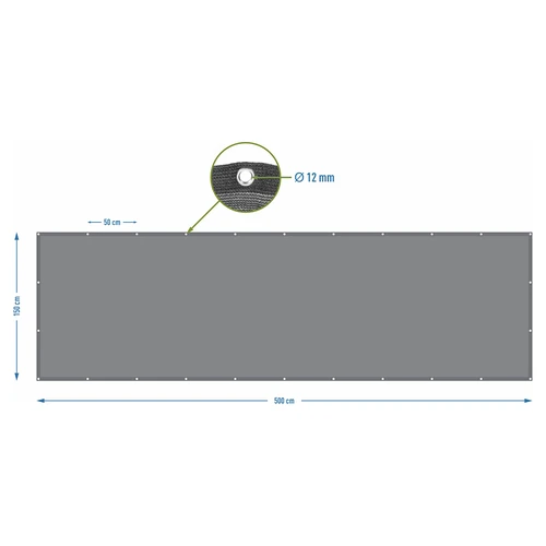 Varjostusverkko (80%, 140 g/m2) 1,5 x 5 m, grafiitti - 7