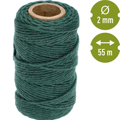 Vihreä puuvillanyöri 2 mm/55 m/100 g - 4