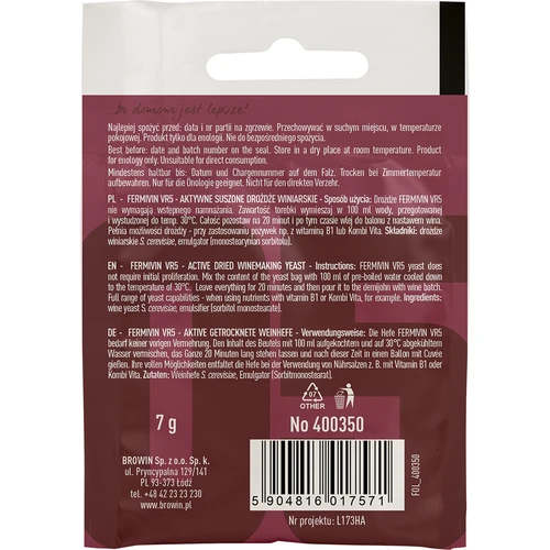 Viinihiiva Fermivin VR5, 7 g - 2