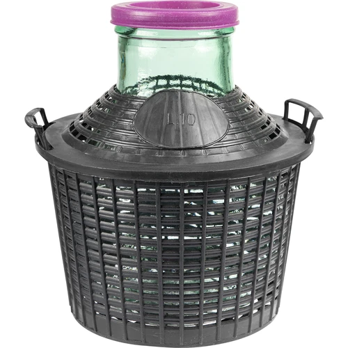 Viinipallo 10 L leveällä kaulalla muovikorissa  - 1 