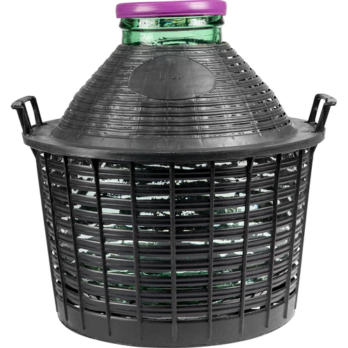 Viinipallo 20 L leveällä kaulalla muovikorissa  - 1 