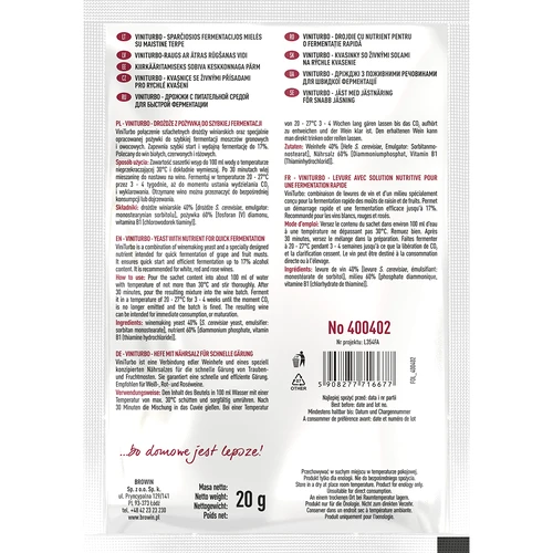 ViniTurbo - hiiva nopeaan käymiseen, 20 g - 2